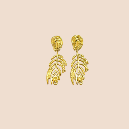 Long Abstract earrings, Stainless Steel, 18k Gold Plated