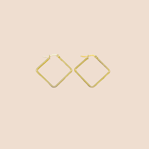 Symmetric-stainless steel-Gold plated Hoop Earrings