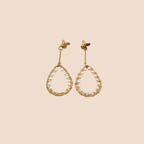 Drop Earrings with Synthetic Pearls in 10K Gold plated