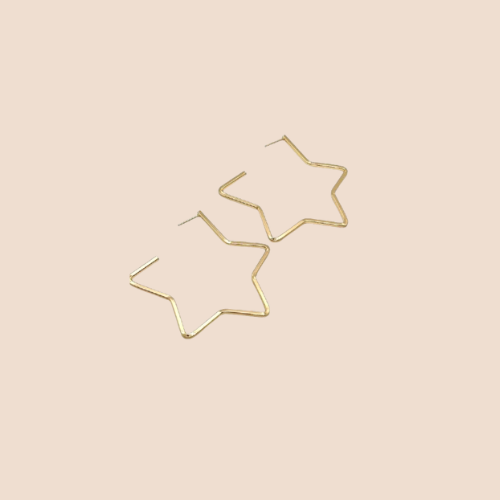 Open Star Hoops-Earrings in 10K Gold-Laminated Finish