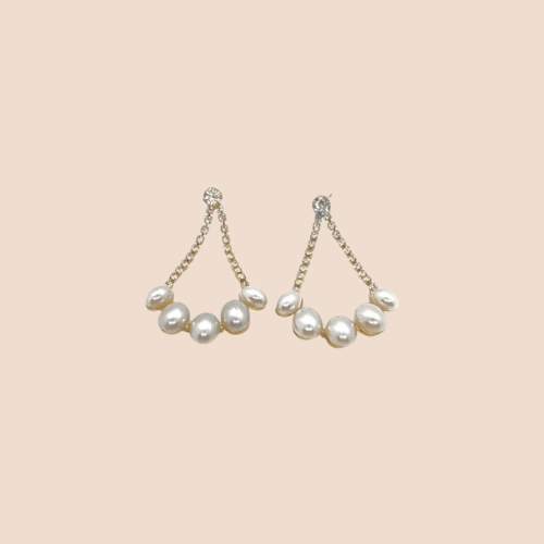 Elegant Drop Earrings with Zircon and Synthetic Pearl Inlay